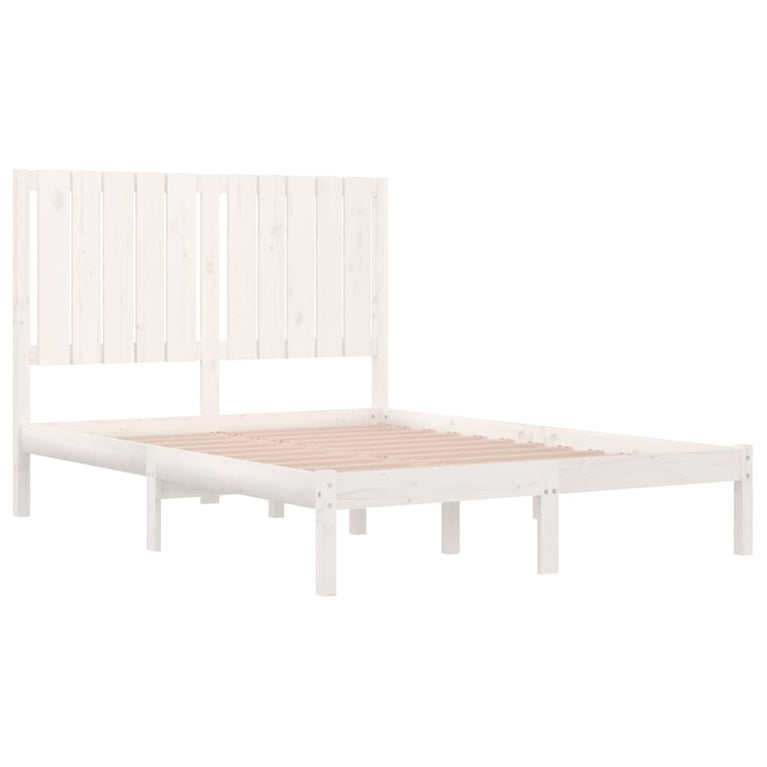 Bedframe massief grenenhout wit 120x200 cm