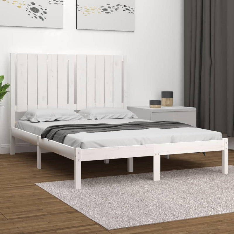 Bedframe massief grenenhout wit 120x200 cm
