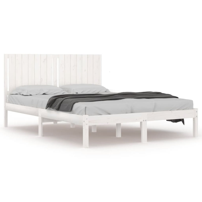 Bedframe massief grenenhout wit 160x200 cm