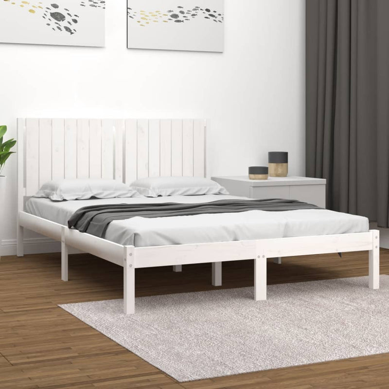 Bedframe massief grenenhout wit 160x200 cm