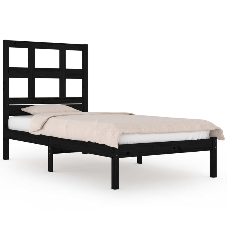 Bedframe massief hout zwart 75x190 cm 2FT6 Small Single