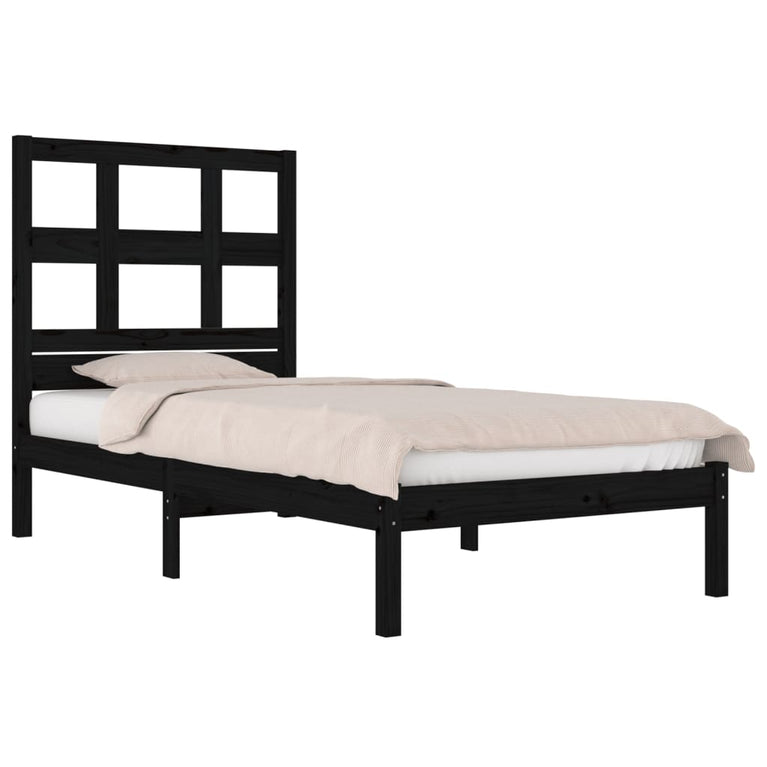 Bedframe massief hout zwart 75x190 cm 2FT6 Small Single