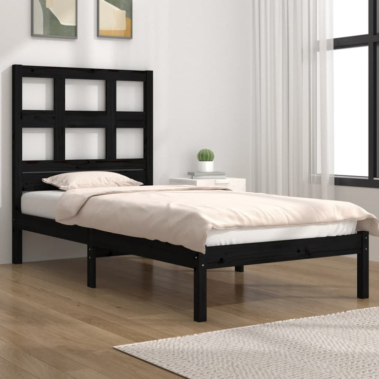 Bedframe massief hout zwart 75x190 cm 2FT6 Small Single