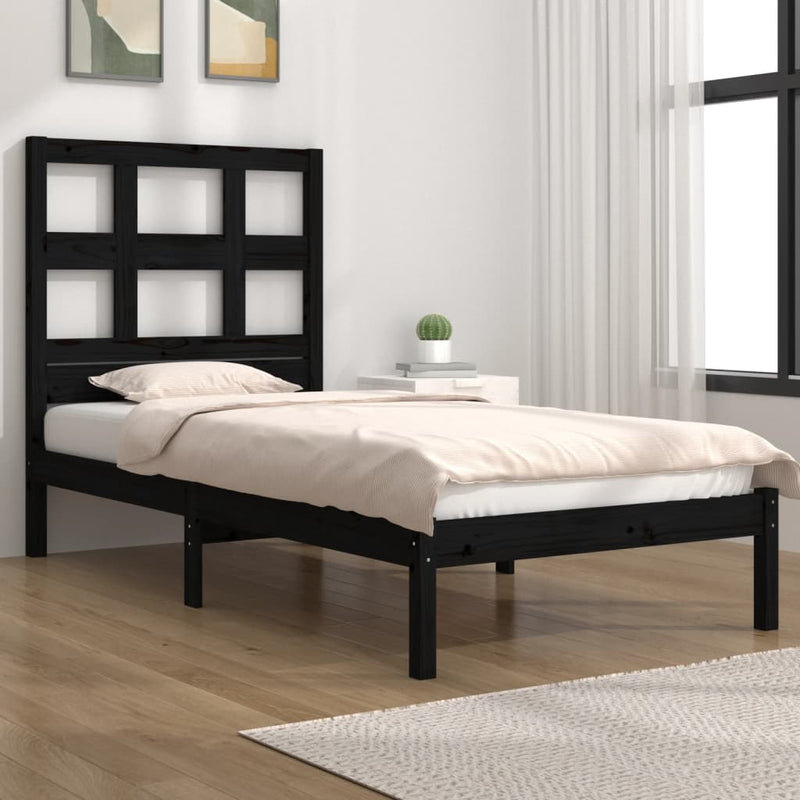 Bedframe massief hout zwart 75x190 cm 2FT6 Small Single