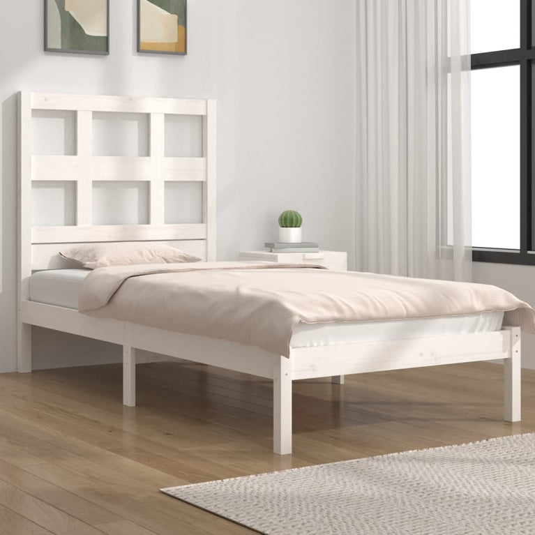 Bedframe massief grenenhout wit 90x190 cm 3FT Single