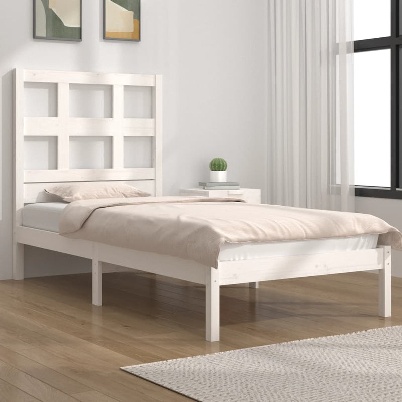 Bedframe massief grenenhout wit 90x190 cm 3FT Single