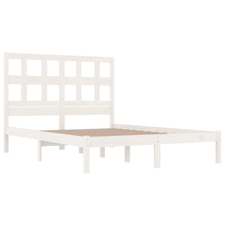 Bedframe massief grenenhout wit 140x190 cm