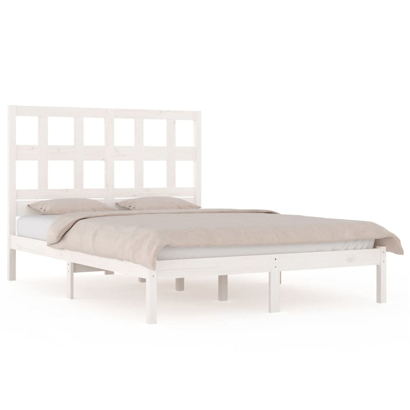 Bedframe massief grenenhout wit 140x200 cm