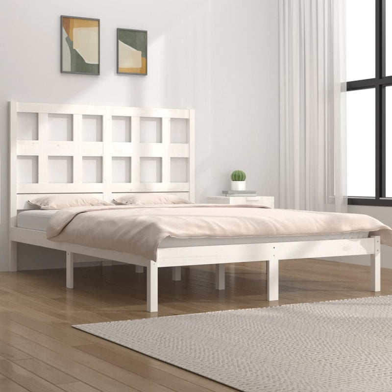 Bedframe massief grenenhout wit 140x200 cm