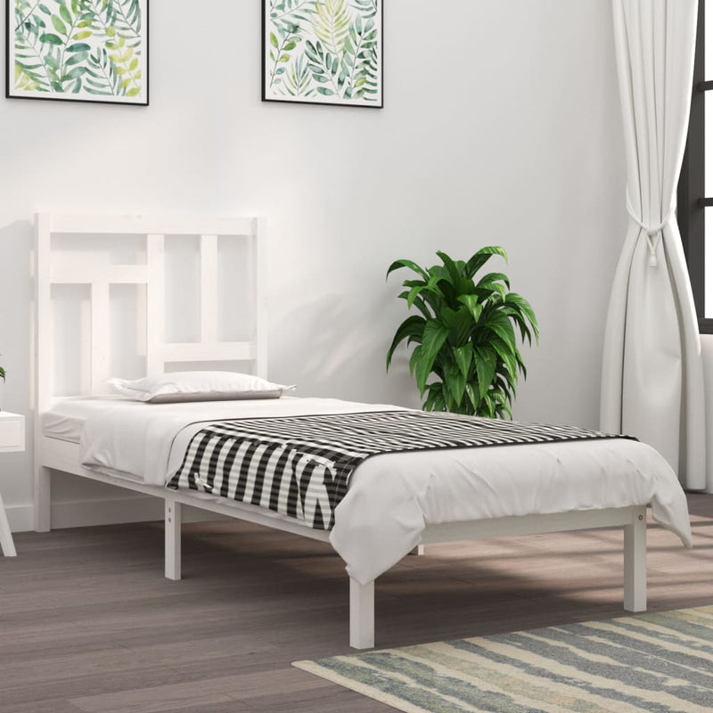 Bedframe massief hout wit 75x190 cm 2FT6 Small Single