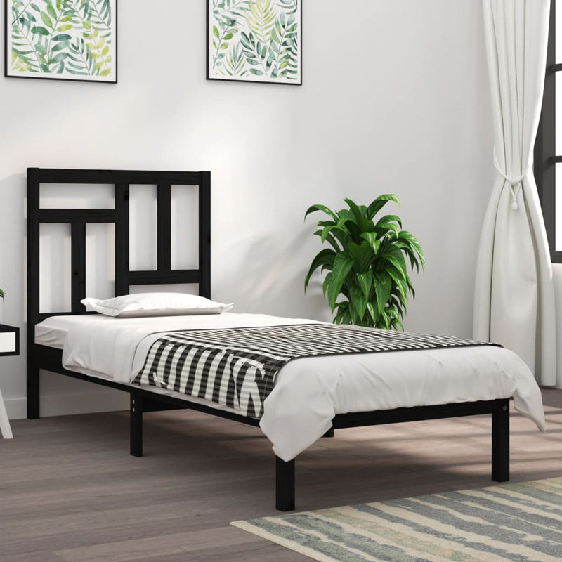 Bedframe massief hout zwart 75x190 cm 2FT6 Small Single