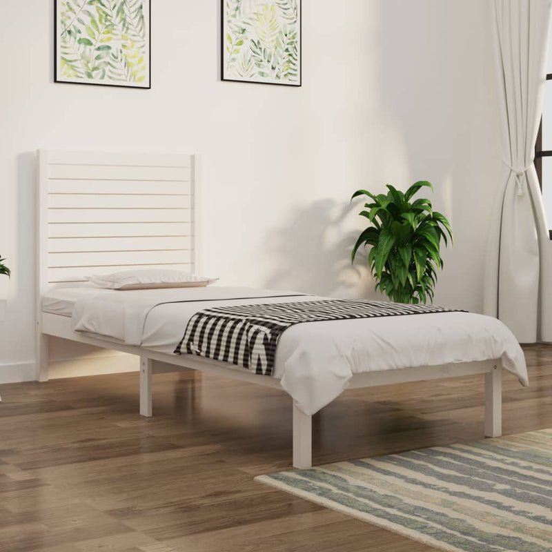 Bedframe massief hout wit 75x190 cm 2FT6 Small Single