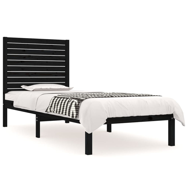 Bedframe massief hout zwart 75x190 cm 2FT6 Small Single