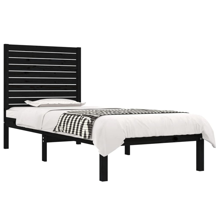 Bedframe massief hout zwart 75x190 cm 2FT6 Small Single