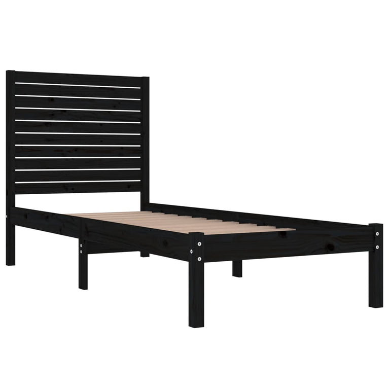 Bedframe massief hout zwart 75x190 cm 2FT6 Small Single