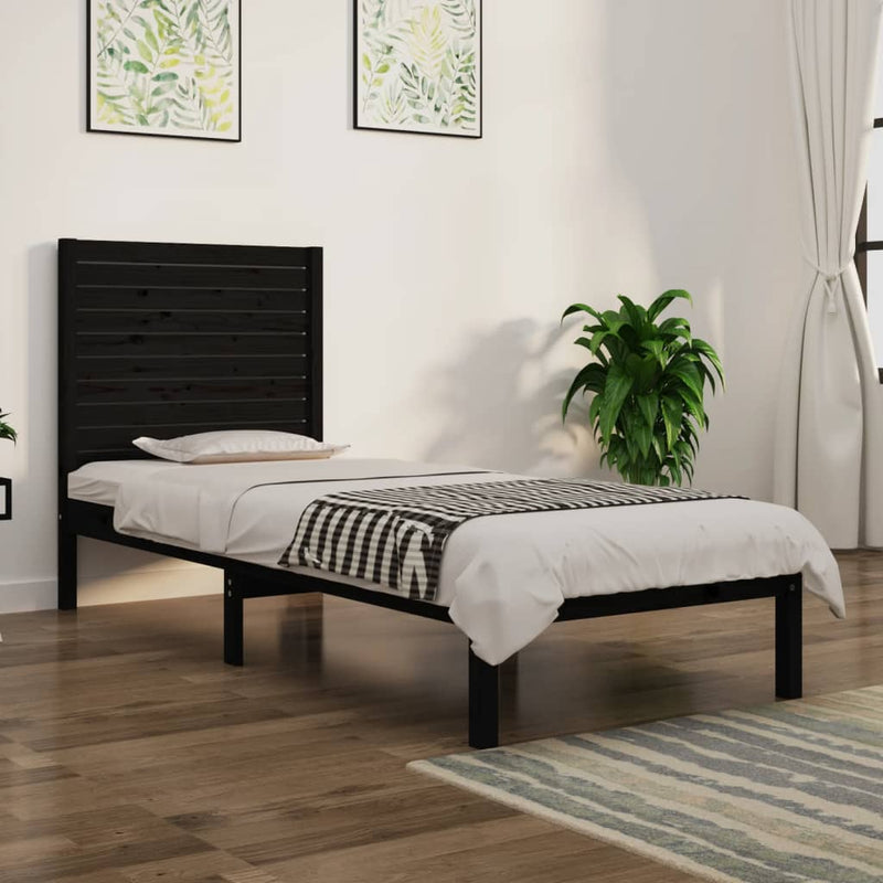 Bedframe massief hout zwart 75x190 cm 2FT6 Small Single