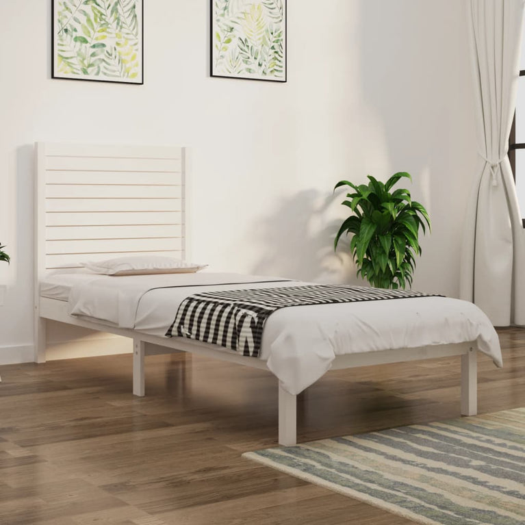 Bedframe massief hout wit 90x190 cm 3FT6 Single