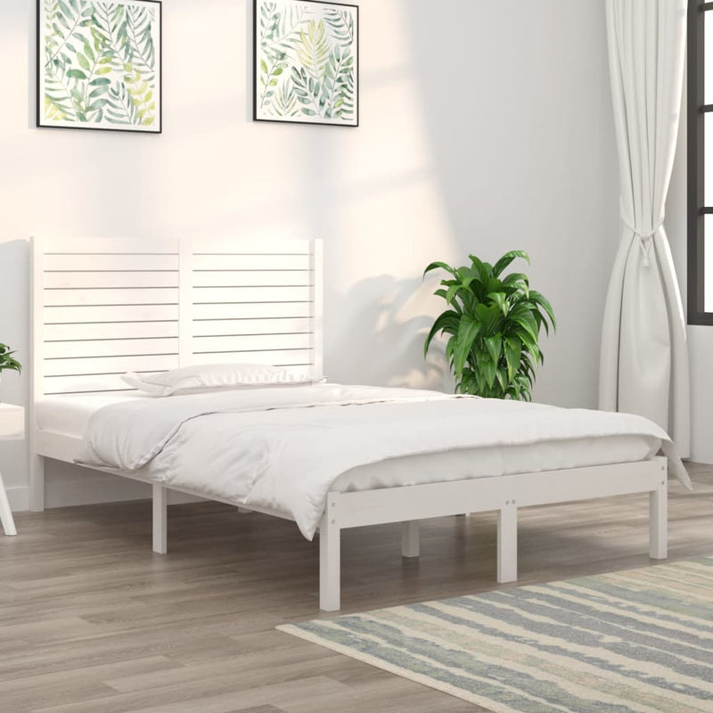 Bedframe massief hout wit 135x190 cm 4FT6 Double