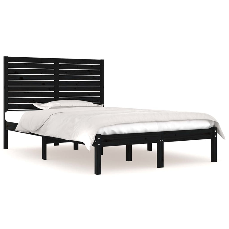 Bedframe massief hout zwart 135x190 cm 4FT6 Double