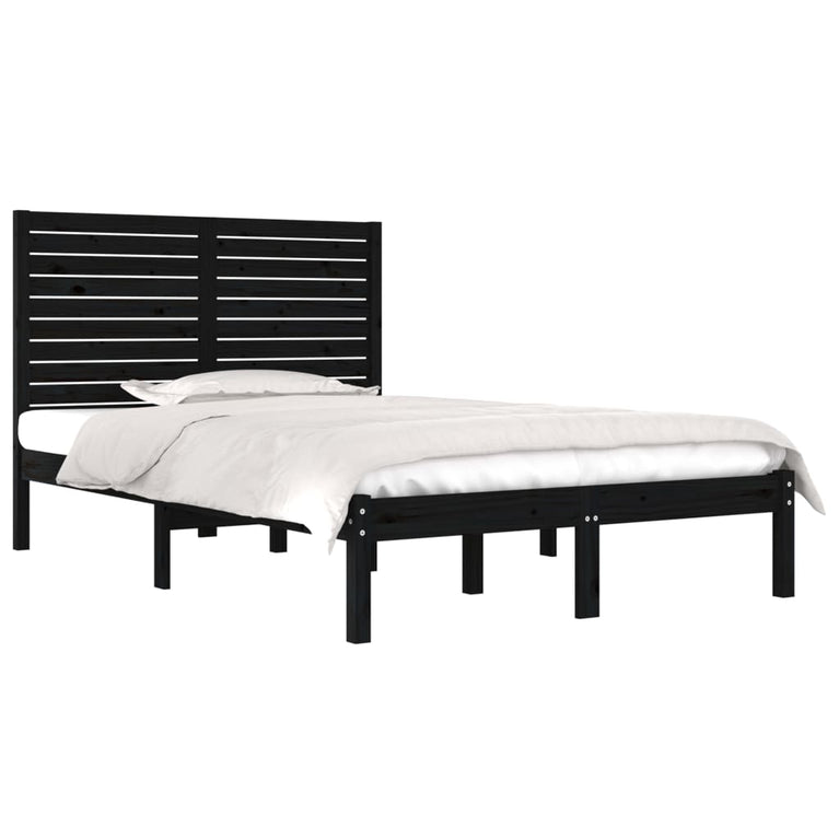 Bedframe massief hout zwart 135x190 cm 4FT6 Double