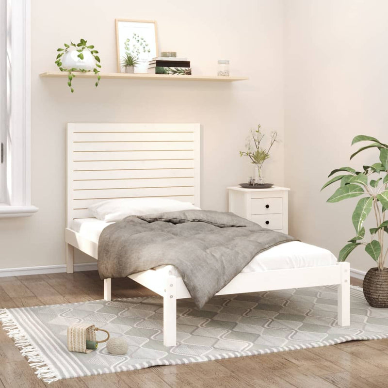 Bedframe massief hout wit 90x200 cm