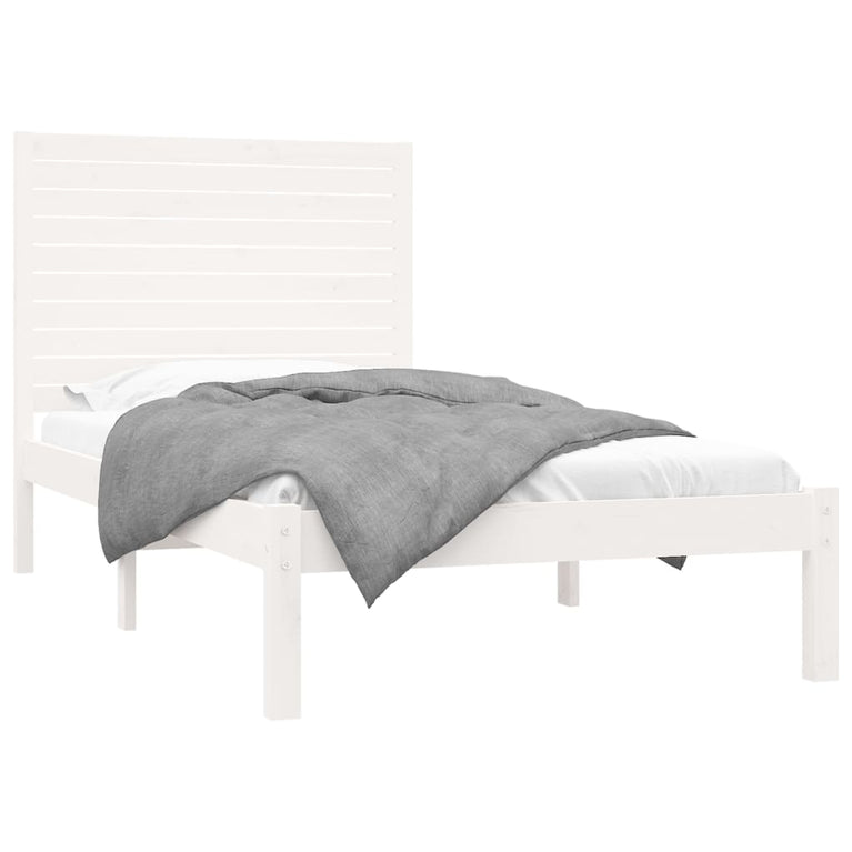 Bedframe massief hout wit 100x200 cm