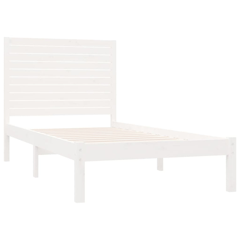 Bedframe massief hout wit 100x200 cm