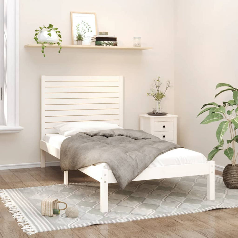 Bedframe massief hout wit 100x200 cm