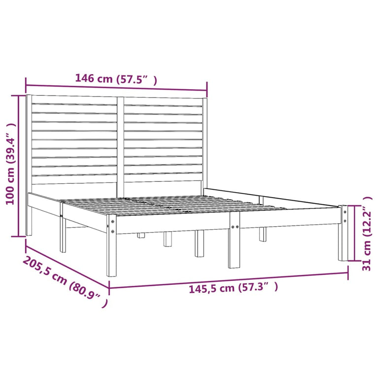 Bedframe massief hout 140x200 cm