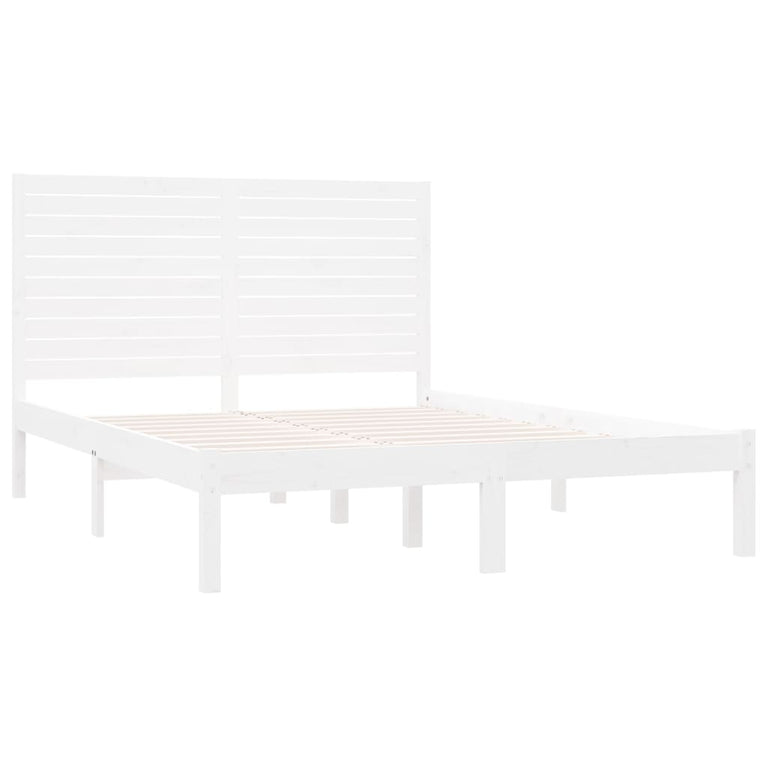 Bedframe massief hout wit 150x200 cm 5FT King Size