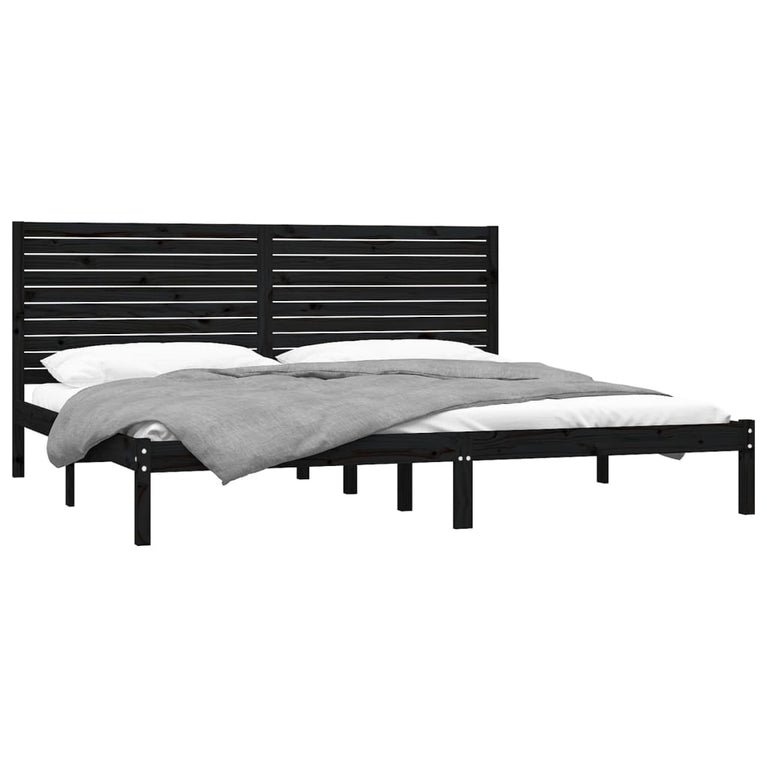 Bedframe massief hout zwart 180x200 cm 6FT Super King