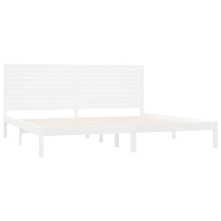 Bedframe massief hout wit 200x200 cm