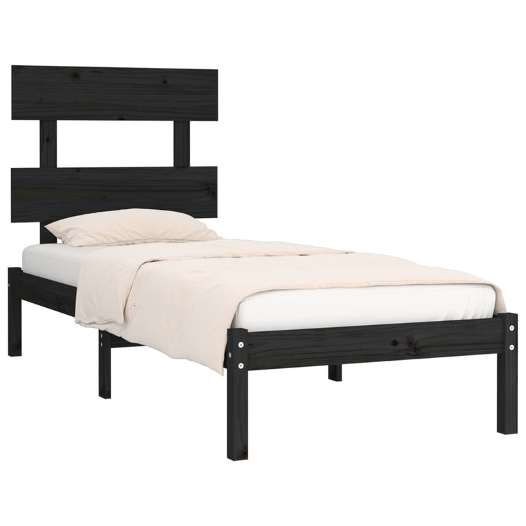 Bedframe massief hout zwart 75x190 cm 2FT6 Small Single