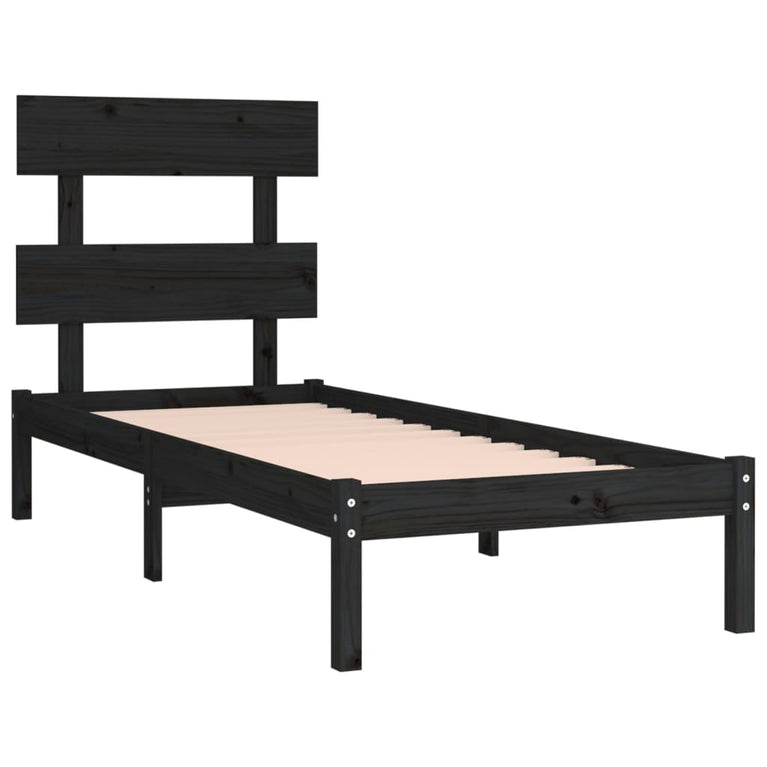 Bedframe massief hout zwart 75x190 cm 2FT6 Small Single