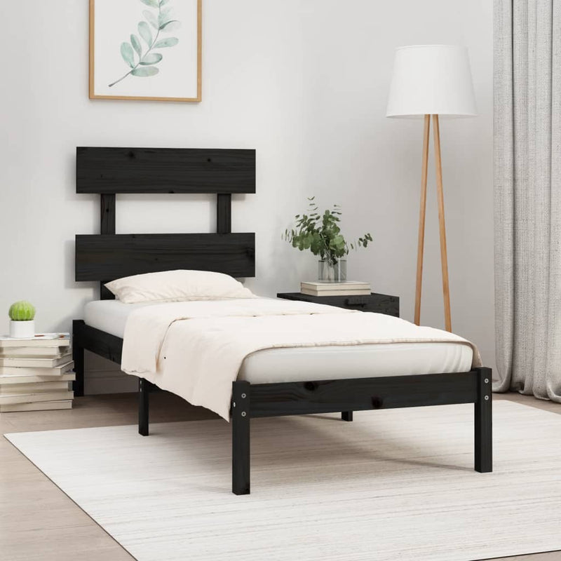 Bedframe massief hout zwart 75x190 cm 2FT6 Small Single