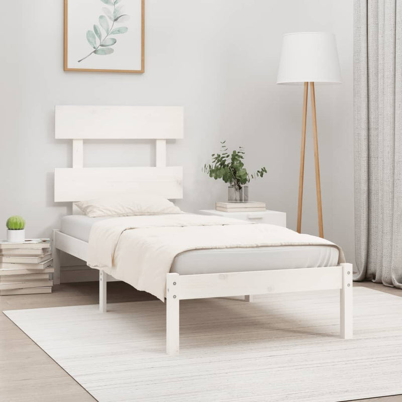 Bedframe massief hout wit 90x190 cm 3FT6 Single