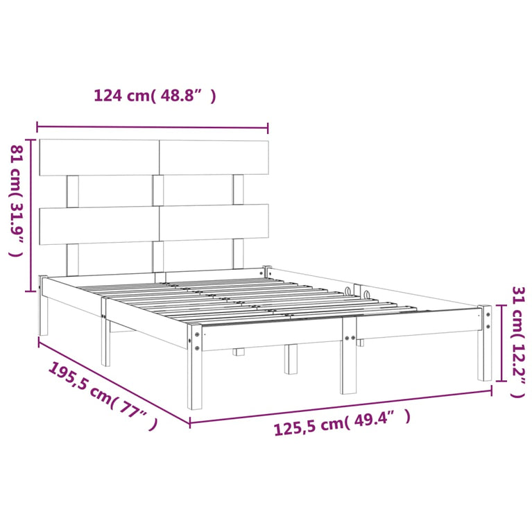 Bedframe massief hout 120x190 cm Small Double
