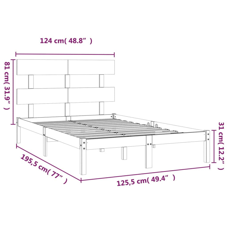 Bedframe massief hout wit 120x190 cm 4FT Small Double