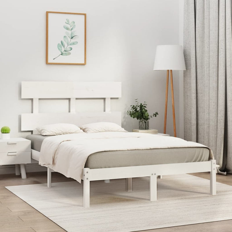 Bedframe massief hout wit 120x200 cm