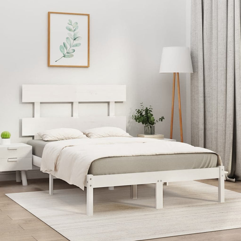Bedframe massief hout wit 140x200 cm