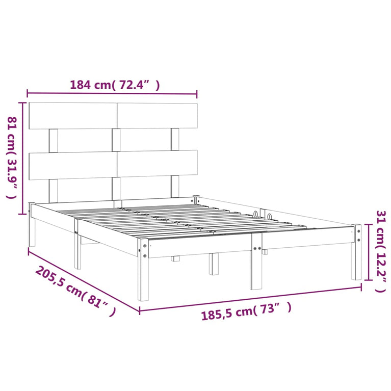 Bedframe massief hout 180x200 cm Super King Size