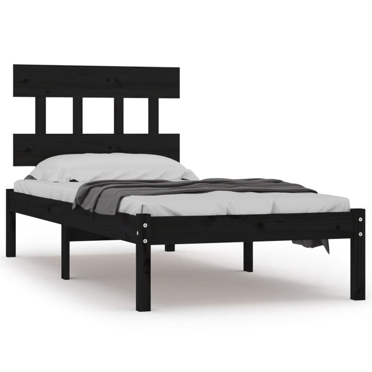 Bedframe massief hout zwart 75x190 cm 2FT6 Small Single