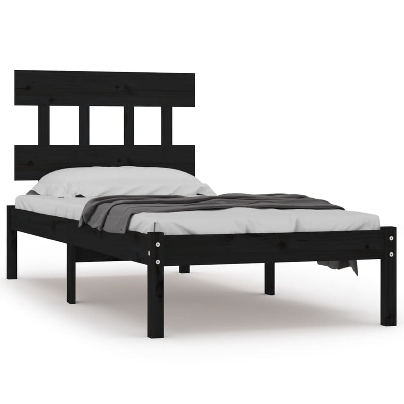 Bedframe massief hout zwart 75x190 cm 2FT6 Small Single