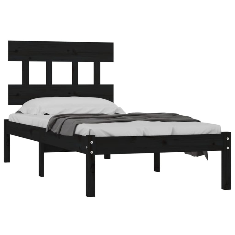 Bedframe massief hout zwart 75x190 cm 2FT6 Small Single