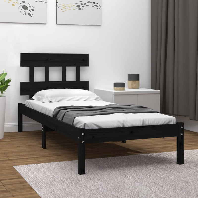 Bedframe massief hout zwart 75x190 cm 2FT6 Small Single
