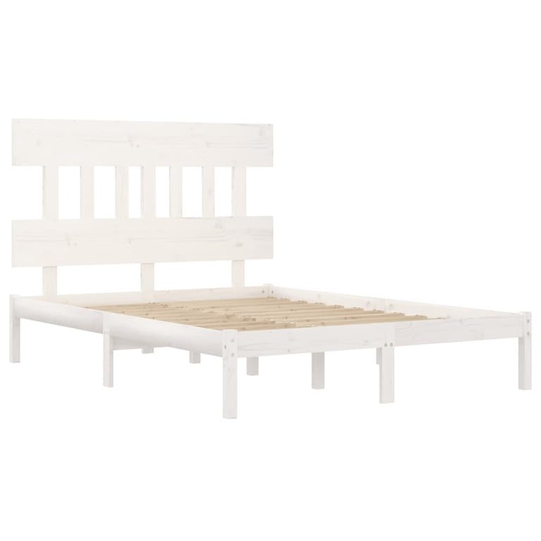 Bedframe massief hout wit 140x190 cm