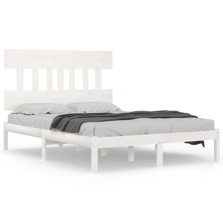 Bedframe massief hout wit 140x200 cm