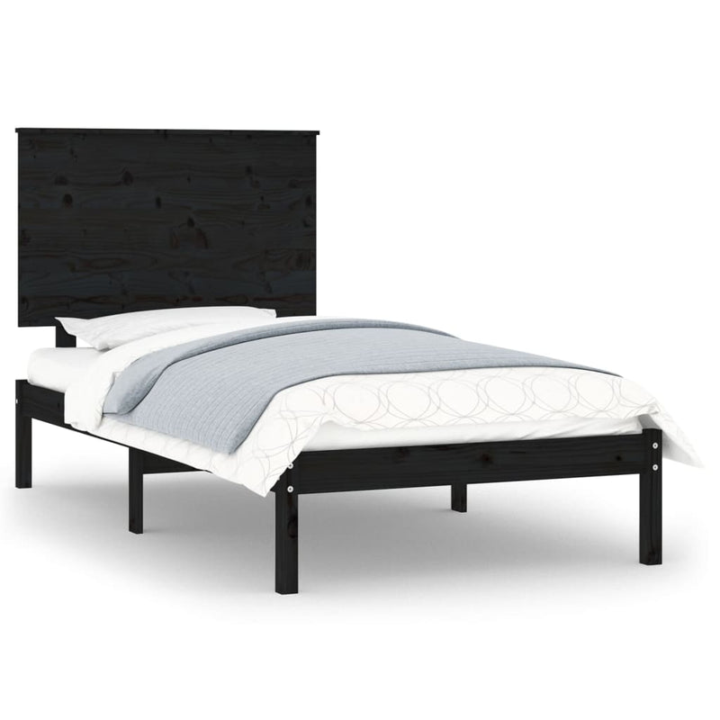 Bedframe massief hout zwart 75x190 cm 2FT6 Small Single