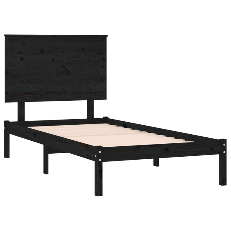 Bedframe massief hout zwart 75x190 cm 2FT6 Small Single