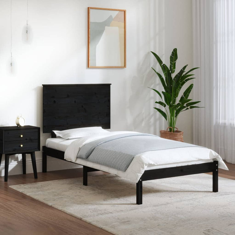 Bedframe massief hout zwart 75x190 cm 2FT6 Small Single